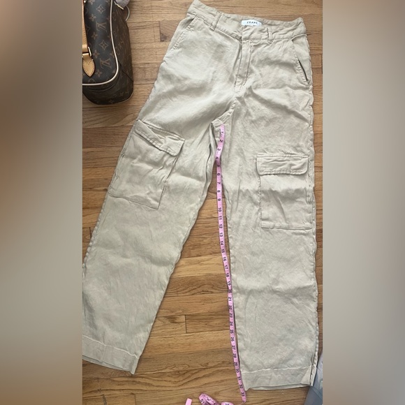 FRAME + NET SUSTAIN organic linen-blend high-rise straight-leg cargo trousers - Picture 9 of 9